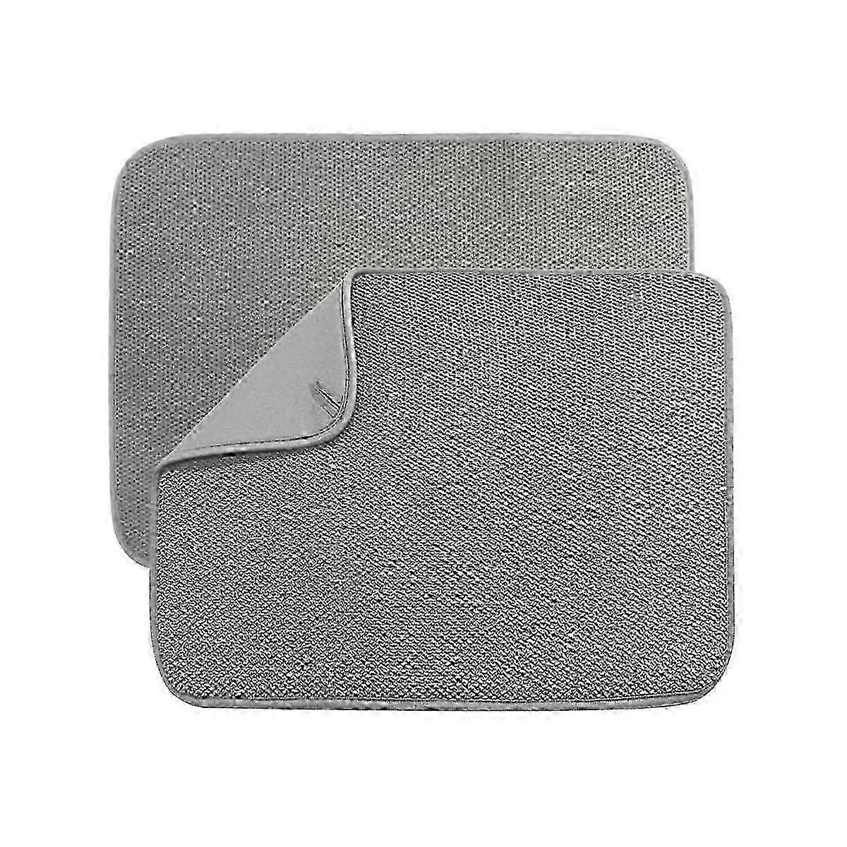 2 Pack Super Absorbent Microfiber Dish Drying Mat, Kitchen Counter Drainer