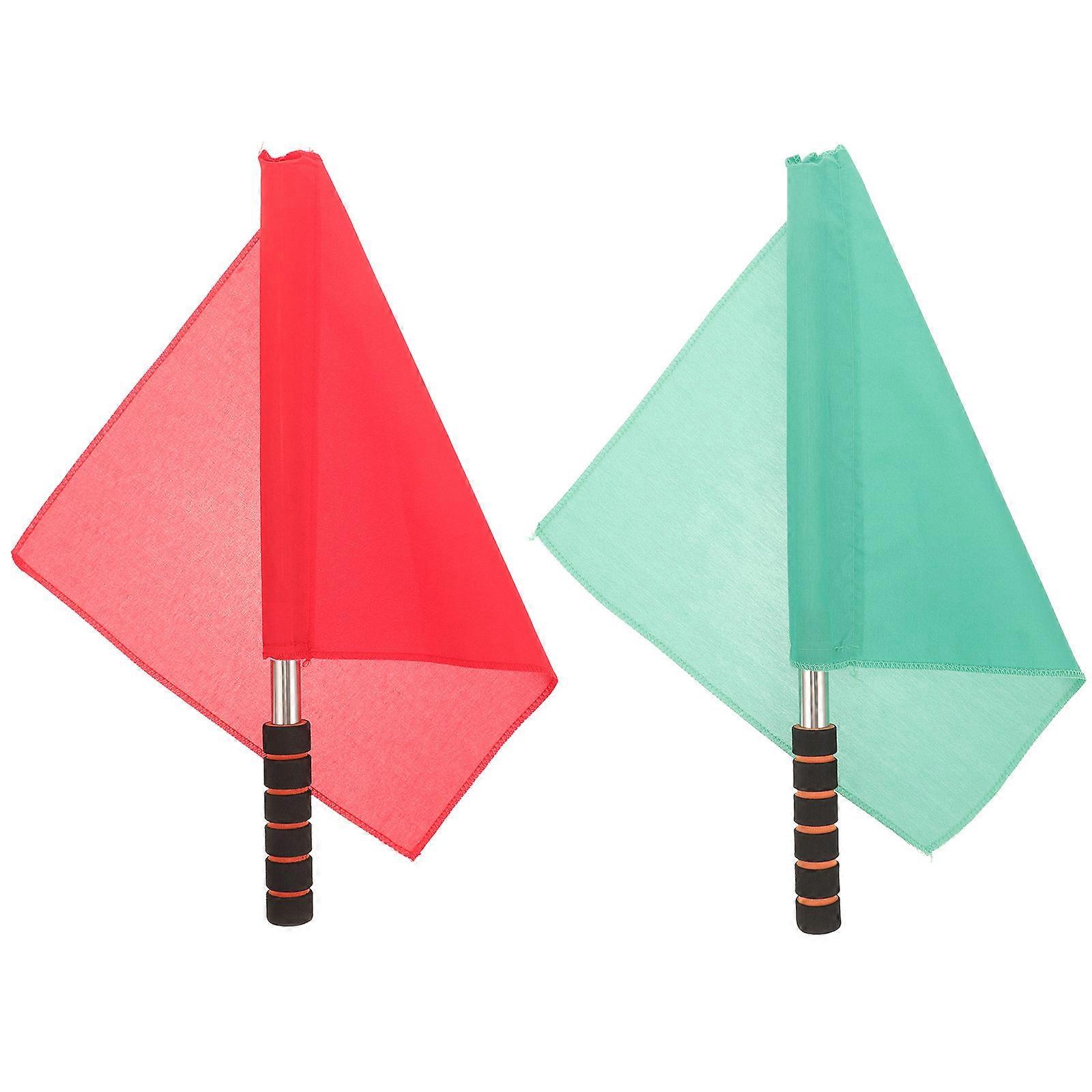Soccer Flags Race Conducting Flags Athletics Competitions Lightweight Design Green 2Pcs