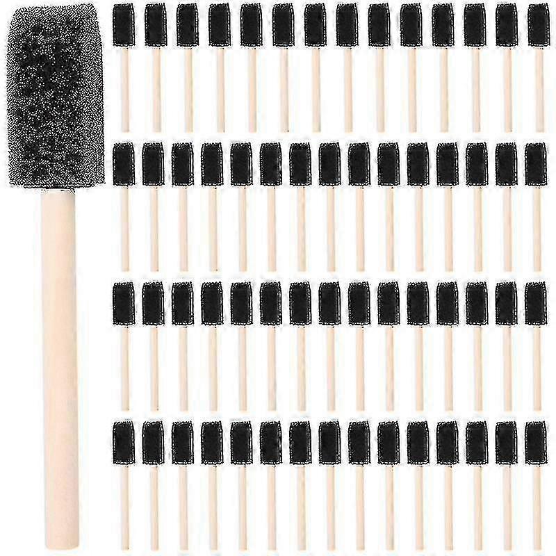 60pcs Small Foam Paint Brush Sponge Set with Wooden Handle 1 Inch Painting Tools