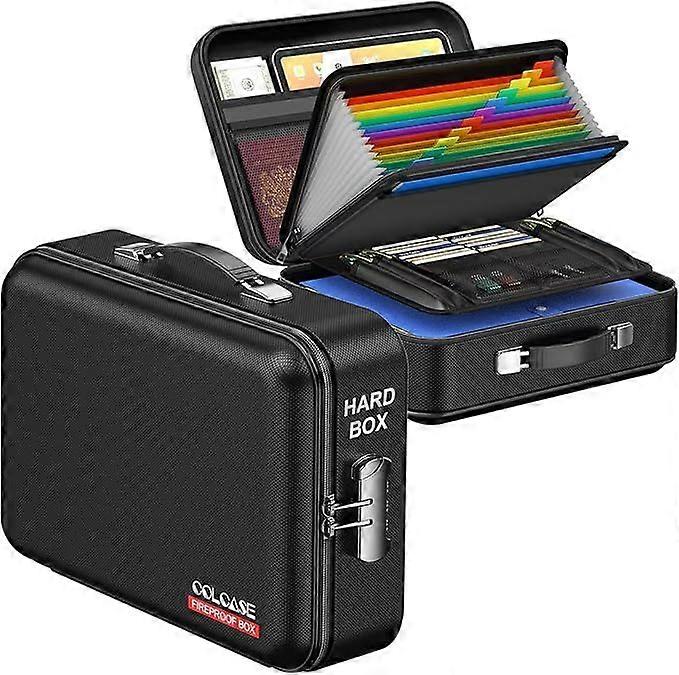 Fireproof Document Box, Hard Case Fireproof File Organizer with Lock, Hard-Shell Design, Fireproof Water Resistant Safe Box for Important Documents, C