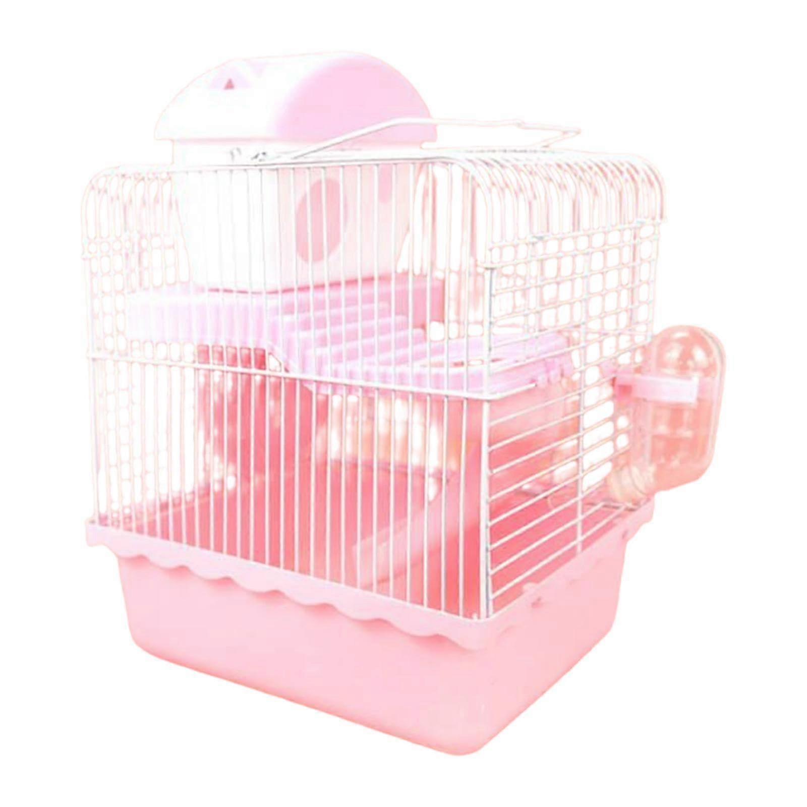 Cage for small animals, carrier box, 9.06'x6.69'x11.81' for hamsters and squirrels, Pink