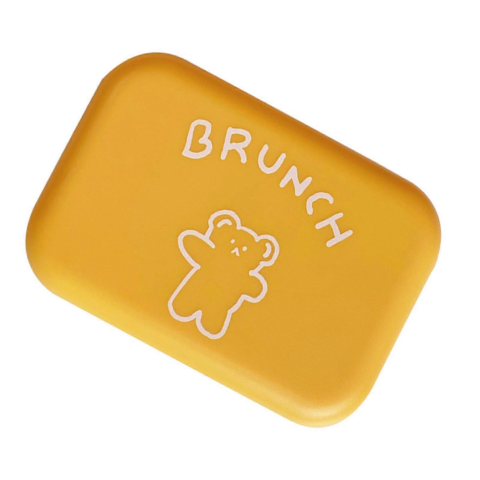 Contact Lenses Box with Mirror Bear Pattern Contact Lenses Travel Cases Portable Dual Compartment Cute Care Case Yellow Bear