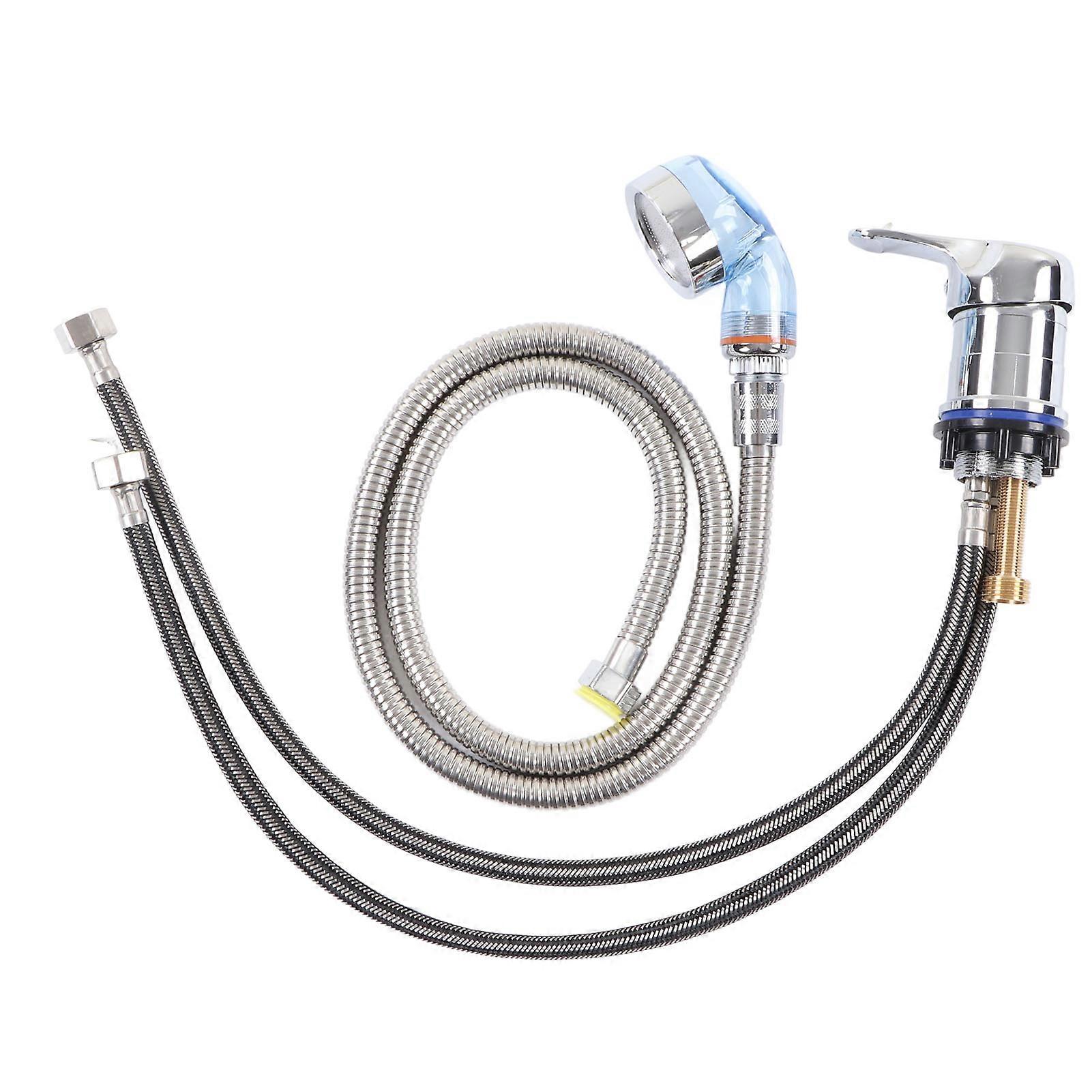 Shampoo Bowl Faucet 60cm Pipe 120cm Soft Hose Hair Salon Shampoo Bed Sprayer Kit with Hot Cold Water Valve