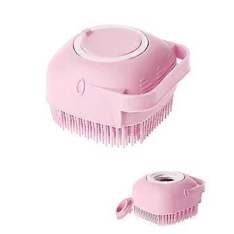 silikon massasje bad børste med såpe dispenser håndtak kroppen dusj scrubberpink