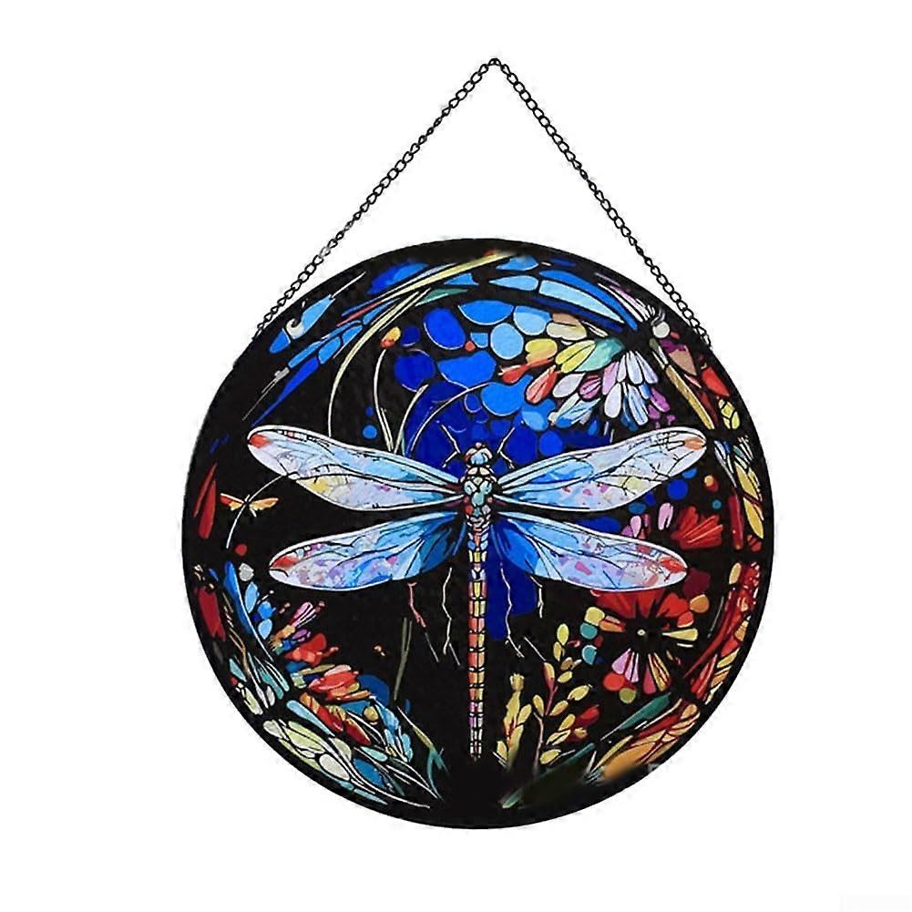 Acrylic Dragonfly Stained Glass Decor Whimsical Hanging Decoration With Suction Cups For Easy Installation Model A