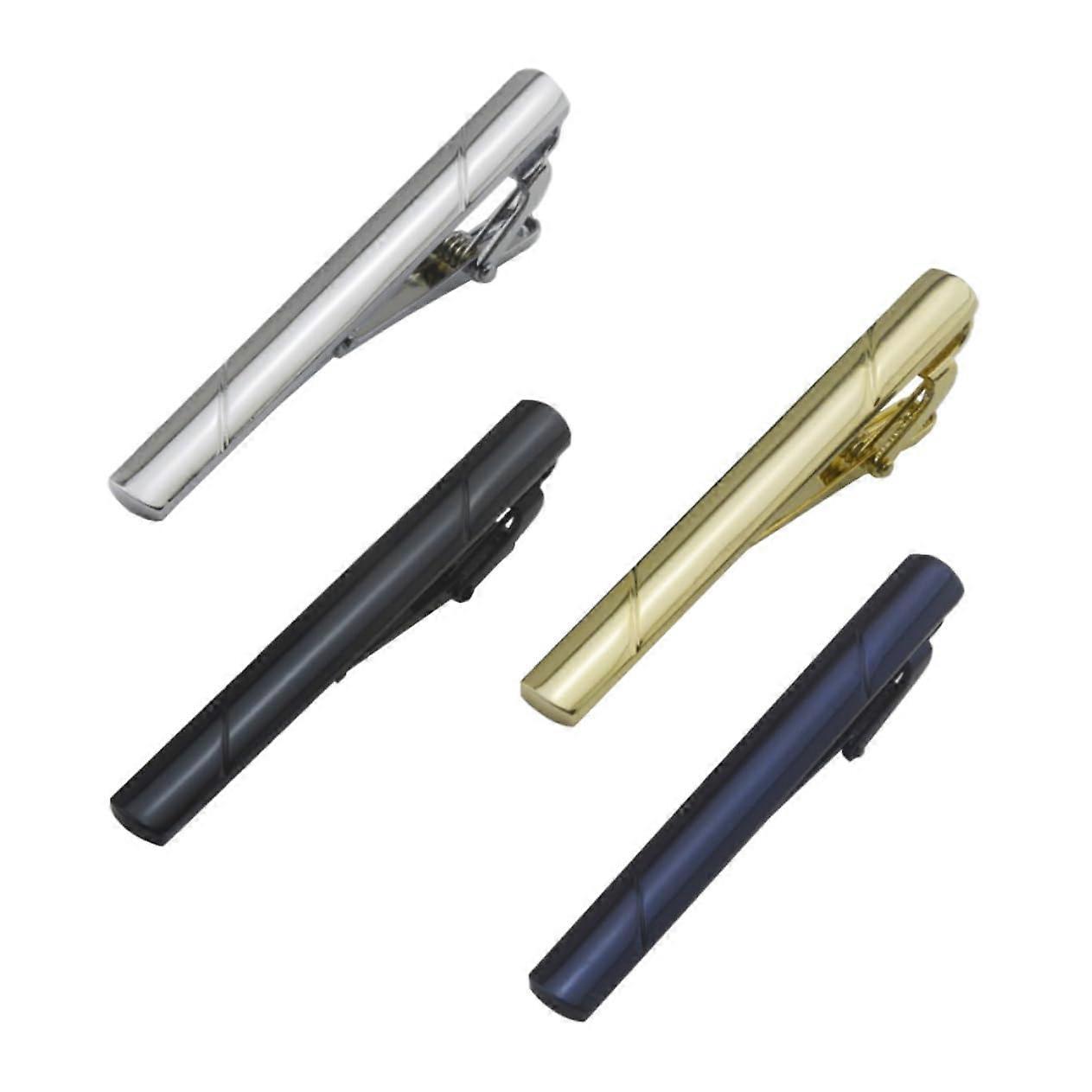 4 pieces men's tie clips, elegant design and reliable fixation for suits and business outfits.