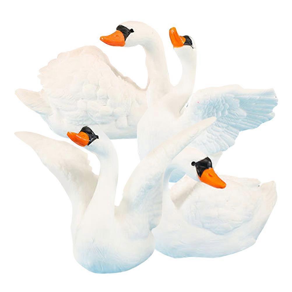 Miniature Swan Set Vivid Design Home Decor Enthusiasts Desktop Decor Resin Material 6.00X5.30X4.00CM 4Pcs