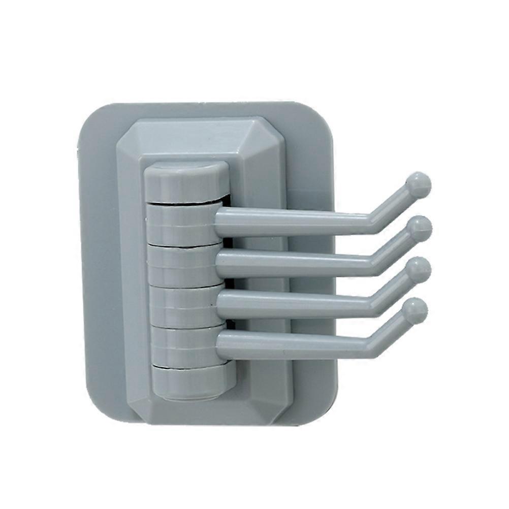 Rotatable Wall Hooks for Bath Towel Rack 4 Punch Free ABS Grey Storage Racks 180 Degree Adjustable