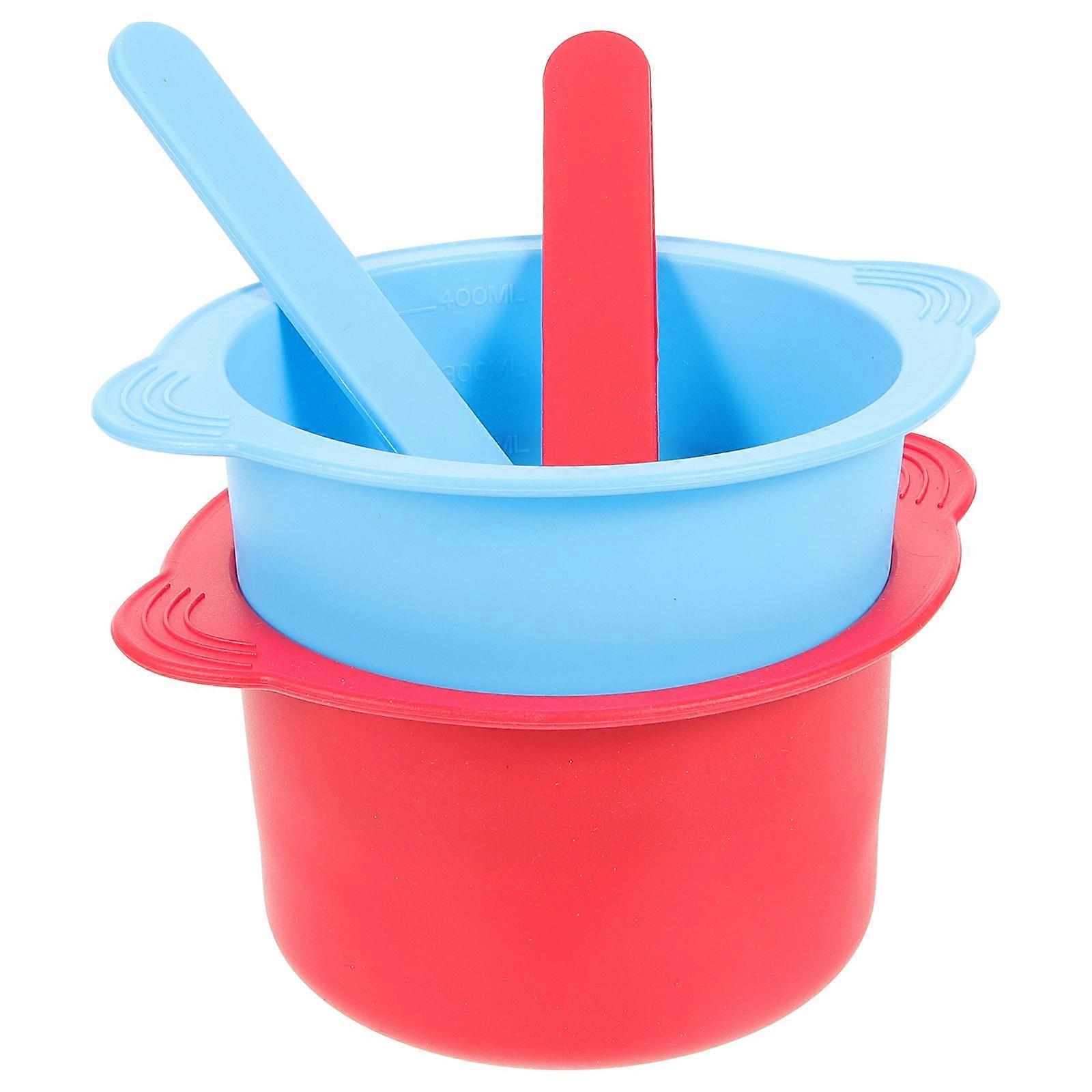 2 pcs Silicone Wax Bowl for Home Use with Stirring Sticks Nonstick and Smooth Surface Assorted Color