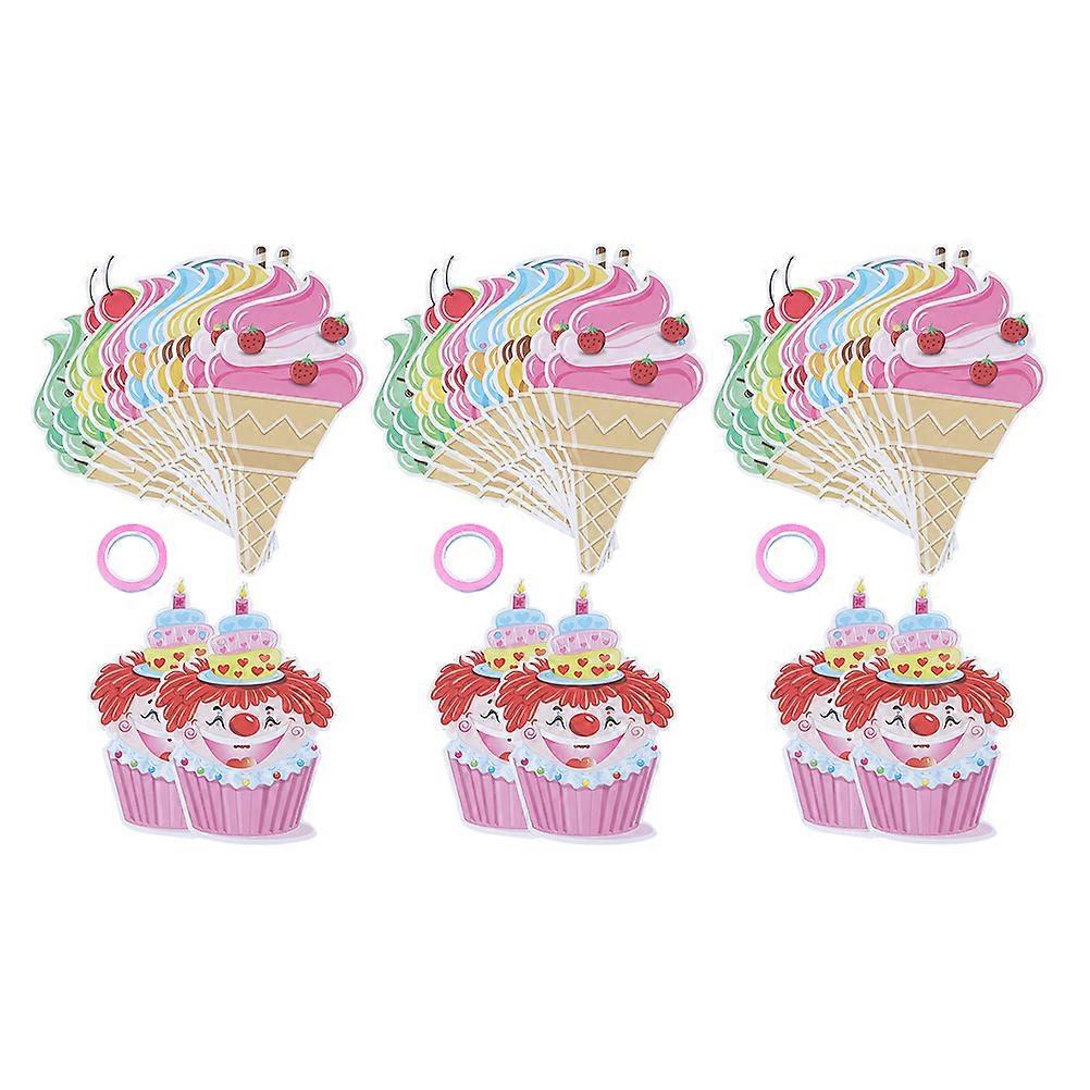 Paper Banner Decorations Ice Cream Banner for Decoration 3Sets of Hawaiian Party Layout