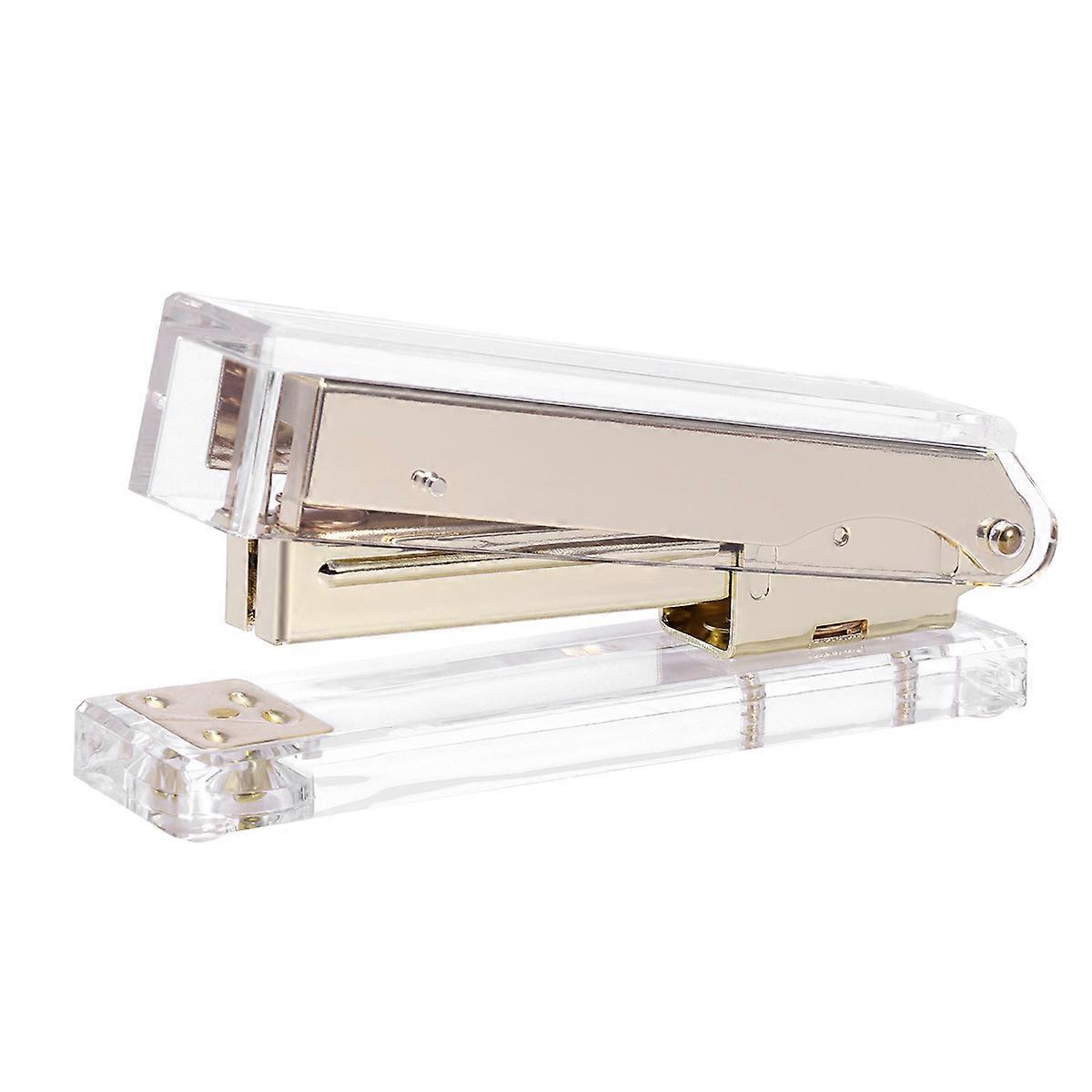 Sleek Golden Acrylic Desk Stapler for Office and School Use Stylish and Design 5.5 x 2.5 x 1.5 Inches