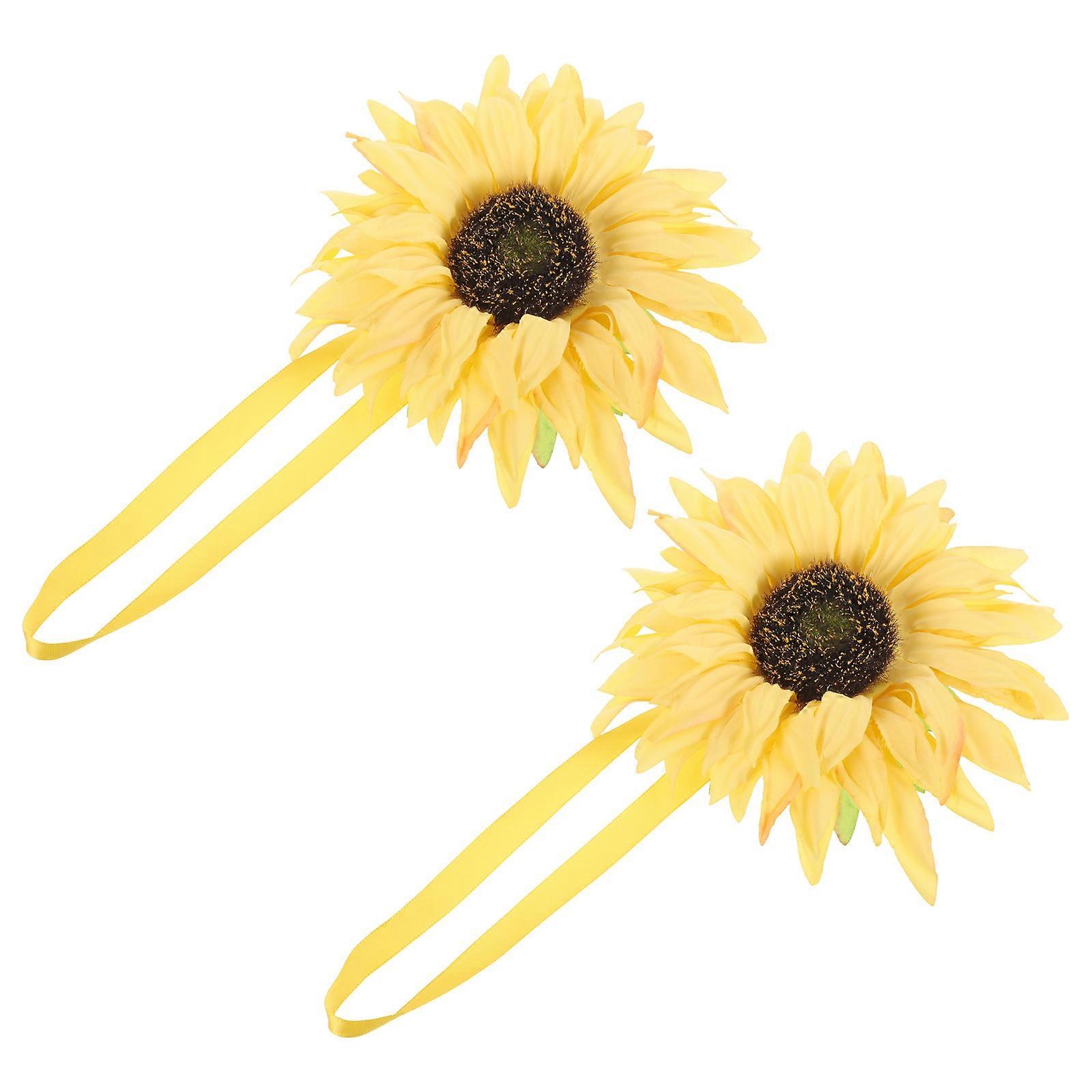 2pcs Decorative Sunflower Curtain Buckles & Cloth Tiebacks for Drapes – Easy Use Holdbacks with Magnetic Design for Living Room, Bedroom, Kitchen