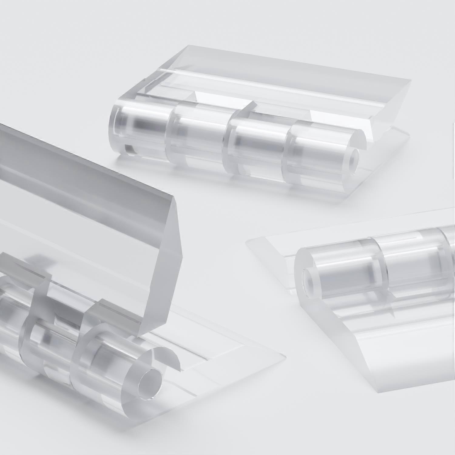 10x Clear, Plastic, Acrylic 25mm Piano Hinges