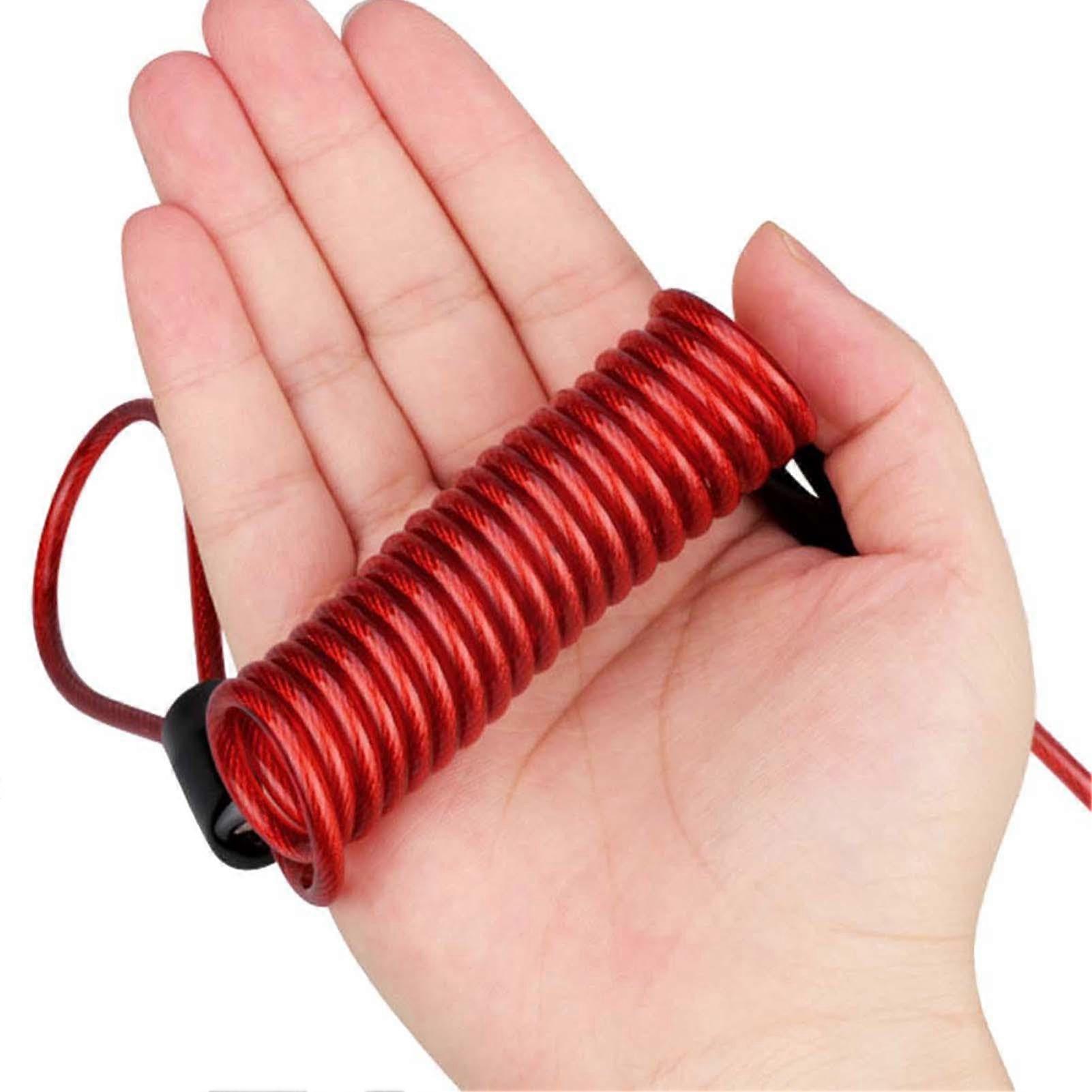 Motorcycle Lock Reminder Cable Disc Lock Cable for All Types of Locks Flexible (Red)