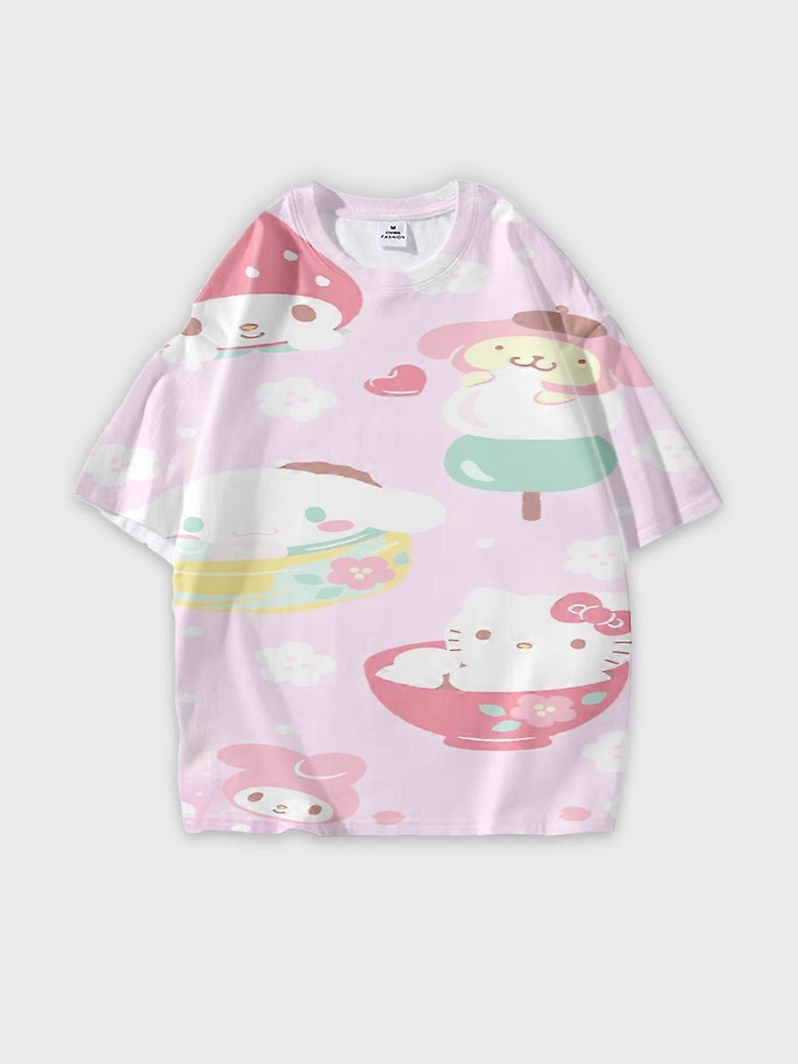 T-shirt round neck Cartoon Pattern loose short sleeve E1518