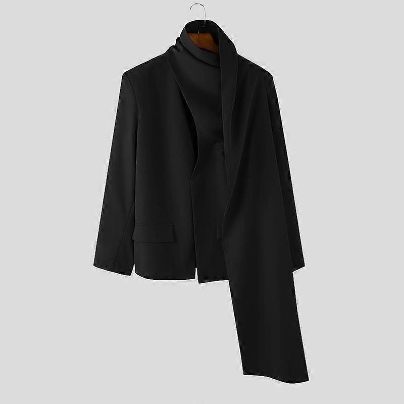 INCERUN Men Spring Long Sleeve Bib Neck Solid Casual Coats Shawl Blazer
