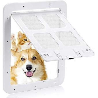 Cat Flap 30x35 Cm-4-way Closure-mosquito Net Suitbale With Circumference Of Less Than 60 Cm(white Large)