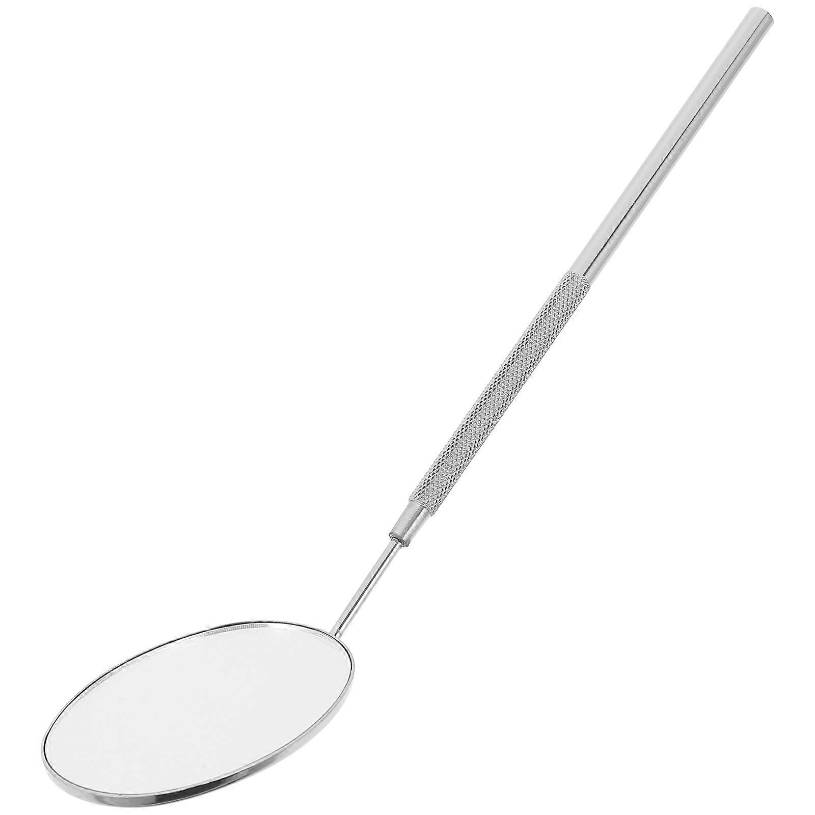 Eyelash Extension Mirror with Stainless Steel Handle for Clear Inspection and Silver
