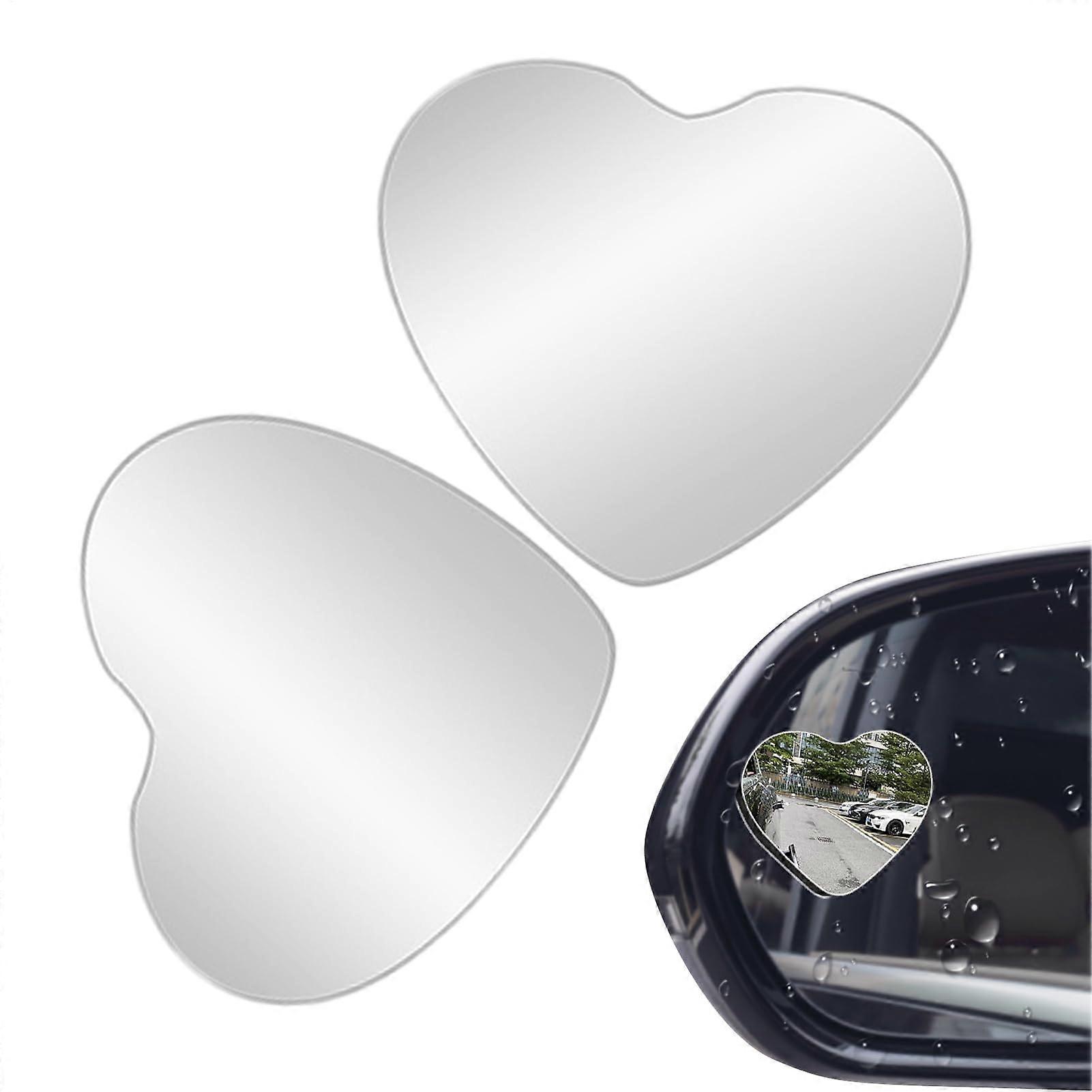 Heart Shaped Blind Spot Mirrors 2-Piece Convex Rearview Stick On Safety Parking Helper For Truck Side Mirror 2.32x1.97