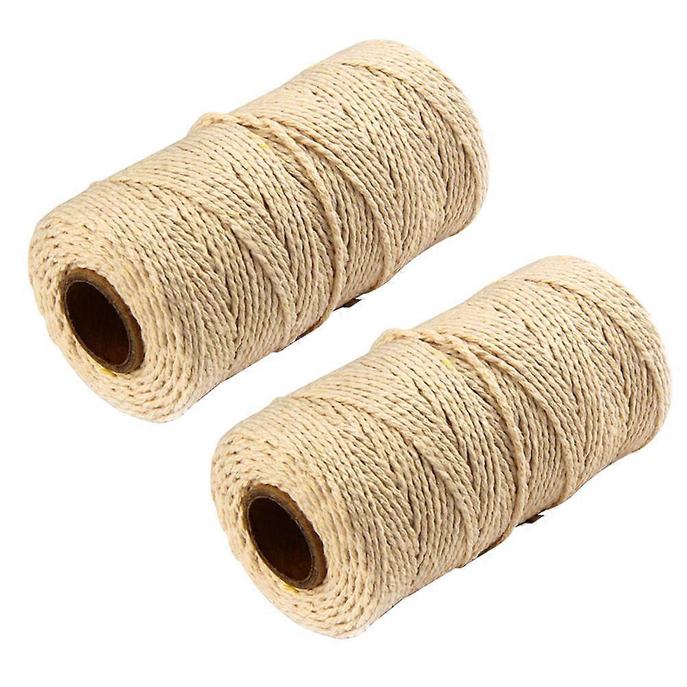 Craft Twine String Roll For DIY Decoration And Tapestry Weaving 2Mm Beige 100M Per Roll 2Pcs