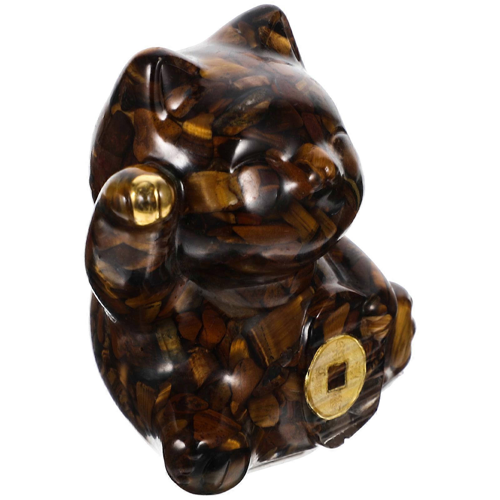 Cat Statue Resin Craft Vivid Cartoon Design Car Ornament 5.7x4.7x6.5cm Home and Office Use 1Pack