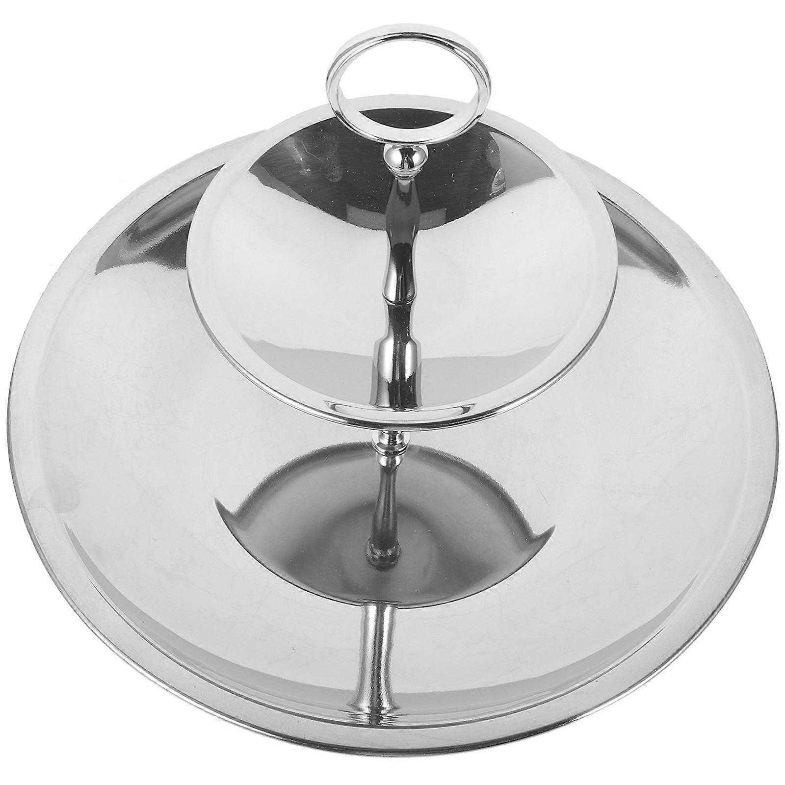 Multi Layer Fruit Tray Stainless Steel Silver Snack Storage Stand for Cake Dessert Display