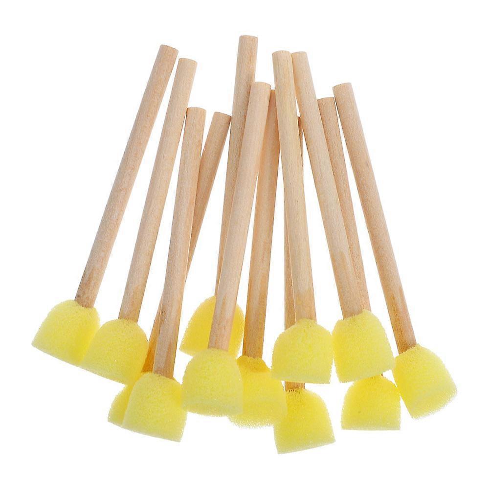 30pcs Round Sponge Brushes with Wooden Handles for Safe, Comfortable Art Painting and DIY Projects for Kids