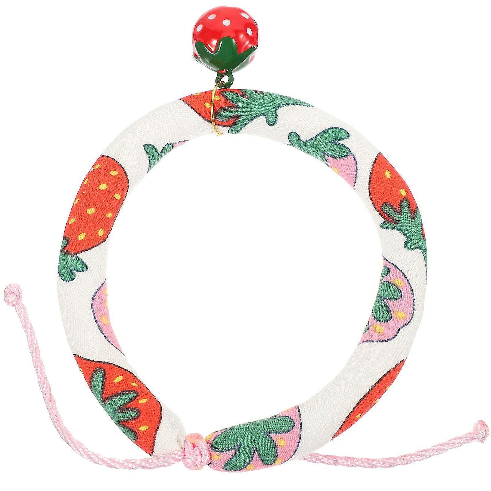 Chic Multi Cotton Pet Collar for Cat and Dog Use Adjustable with Bell 0.5 Inch Wide