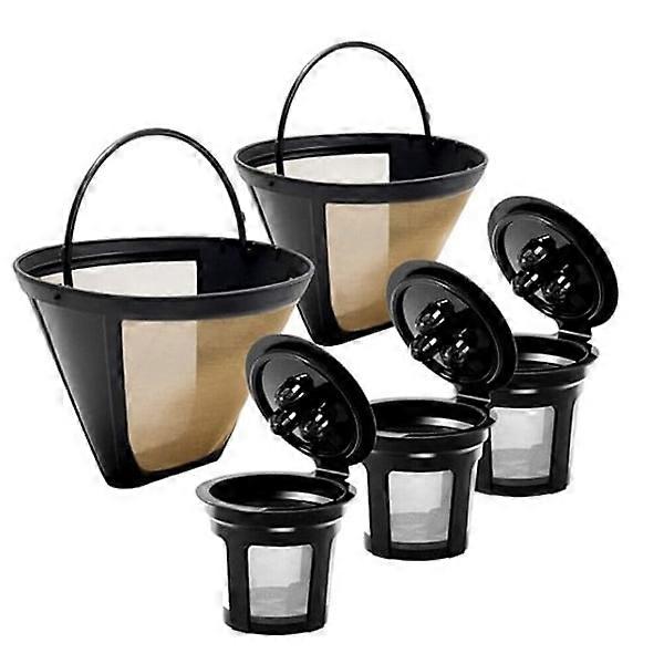 Reusable Coffee Filter for Ninja Dual Brew Coffee Maker, 3-Pack K Cup Reusable Coffee Filters and 2-Pack