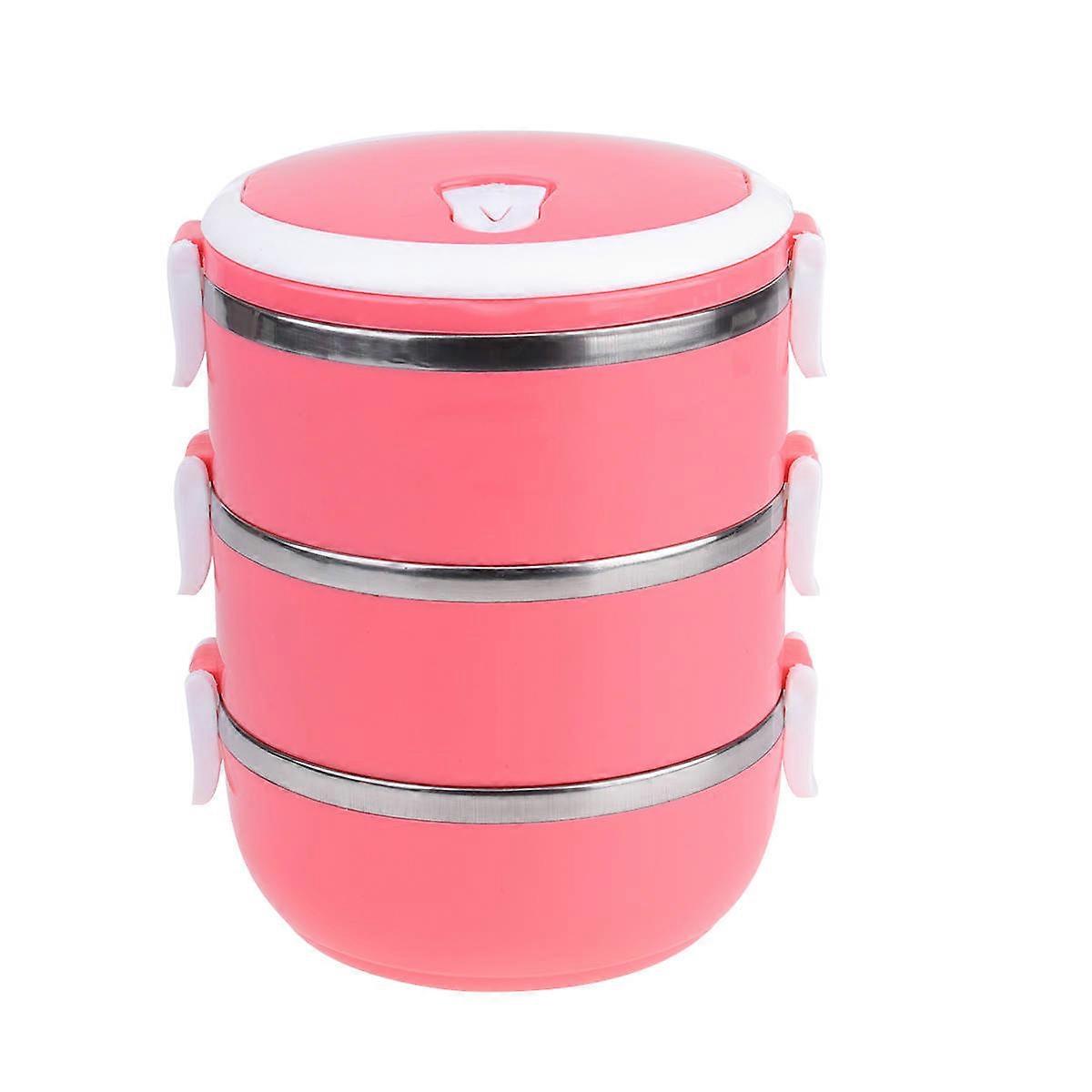 1PC Stainless Steel Insulated Multilayer Lunch Box for Students Staff Rosy Size 2 3 Layer Style Portable Food Container