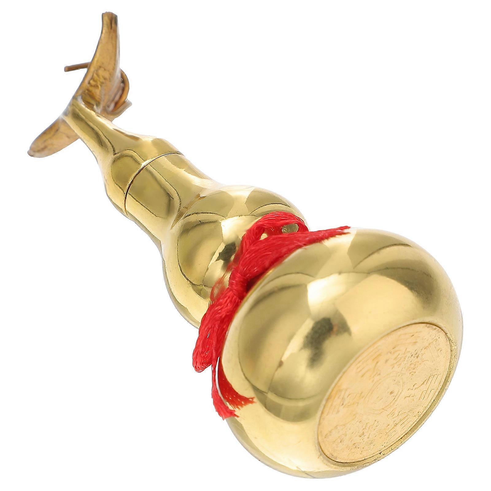 Copper Desktop Decor Craft Feng Shui Wu Lou Gourd Ornament for Home and Office Festive Decoration