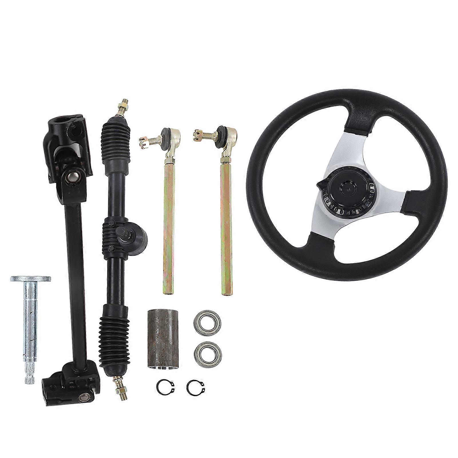 Go Kart Steering Wheel Assembly Set Adjustable 300mm/11.8in Diameter for 150cc‑250cc Engines