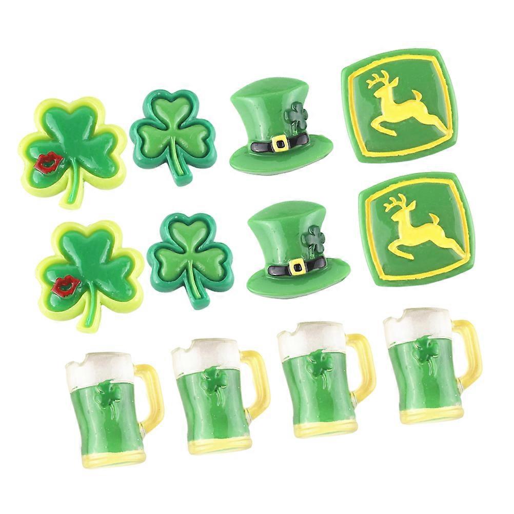 Shamrock Shaped Decoration 50Pcs Resin DIY Craft Accessories Green St Patricks Day Party School Project Essentials