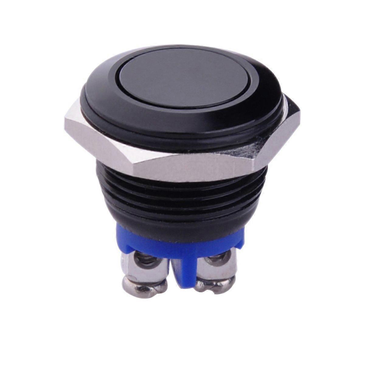 Momentary Push Button for Car Use with Metal Shell Black Easy to Install 16mm