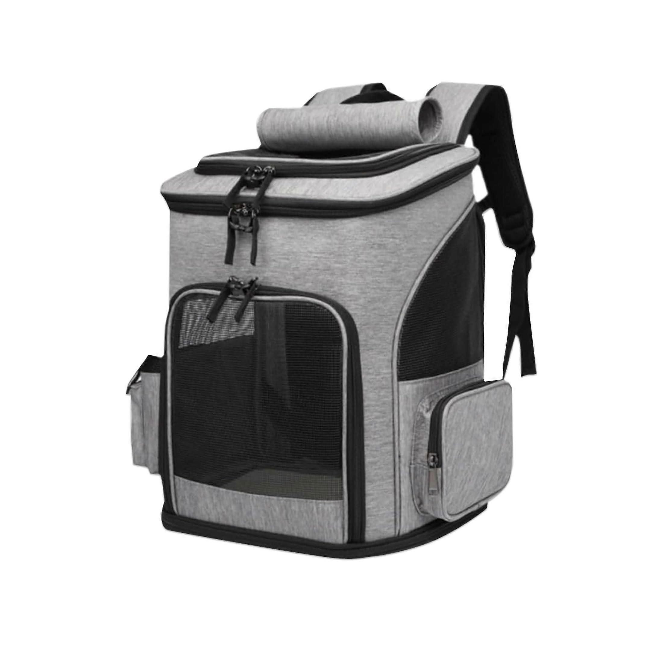 Cat Backpack for Small Dogs, Large Foldable Cat Backpack with Safety Rope, Pet Mat, Grey Color, Durable Material