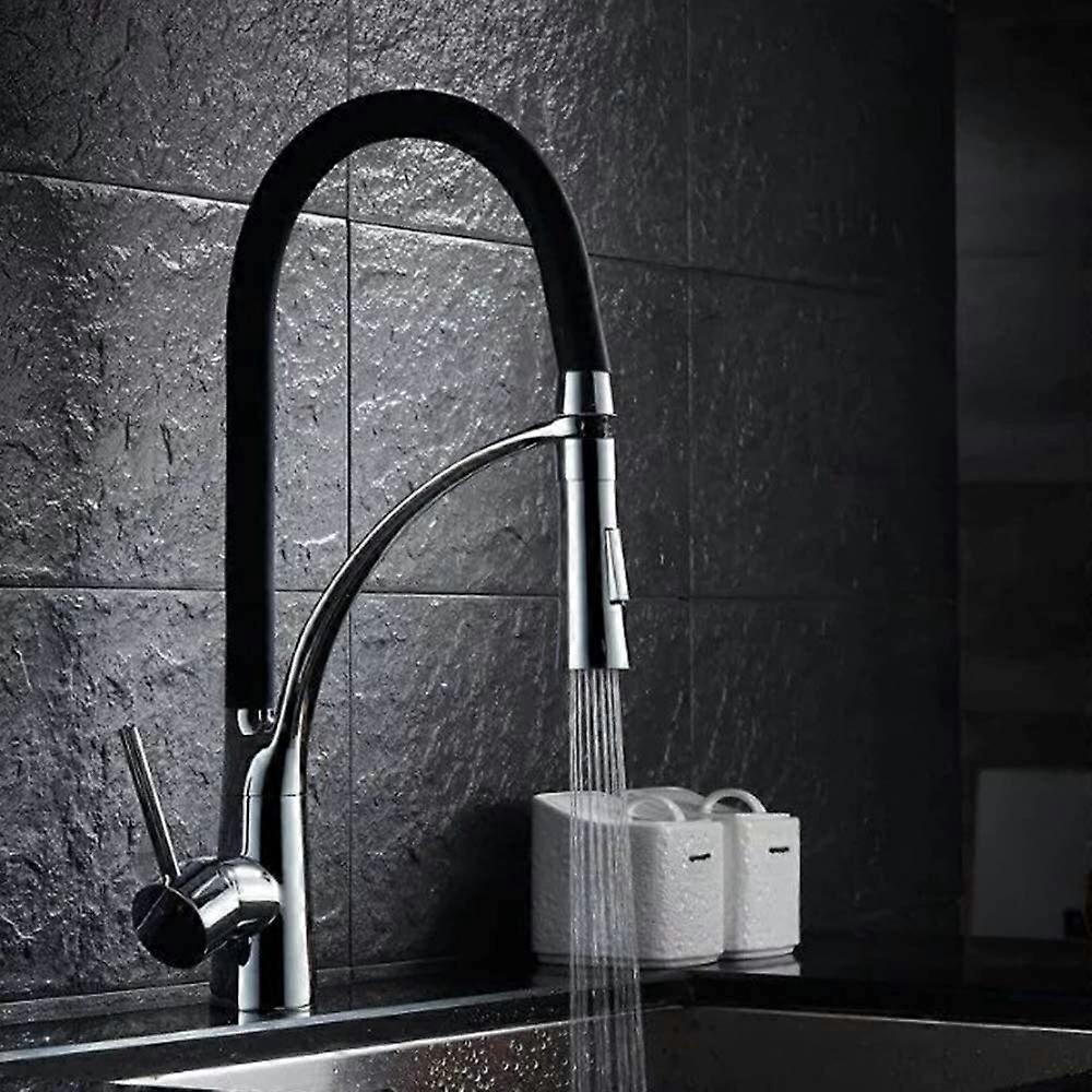 Kitchen Faucet Single Lever Handle Swivel Spout Hot-Cold Dual Function Black for Kitchen Sink