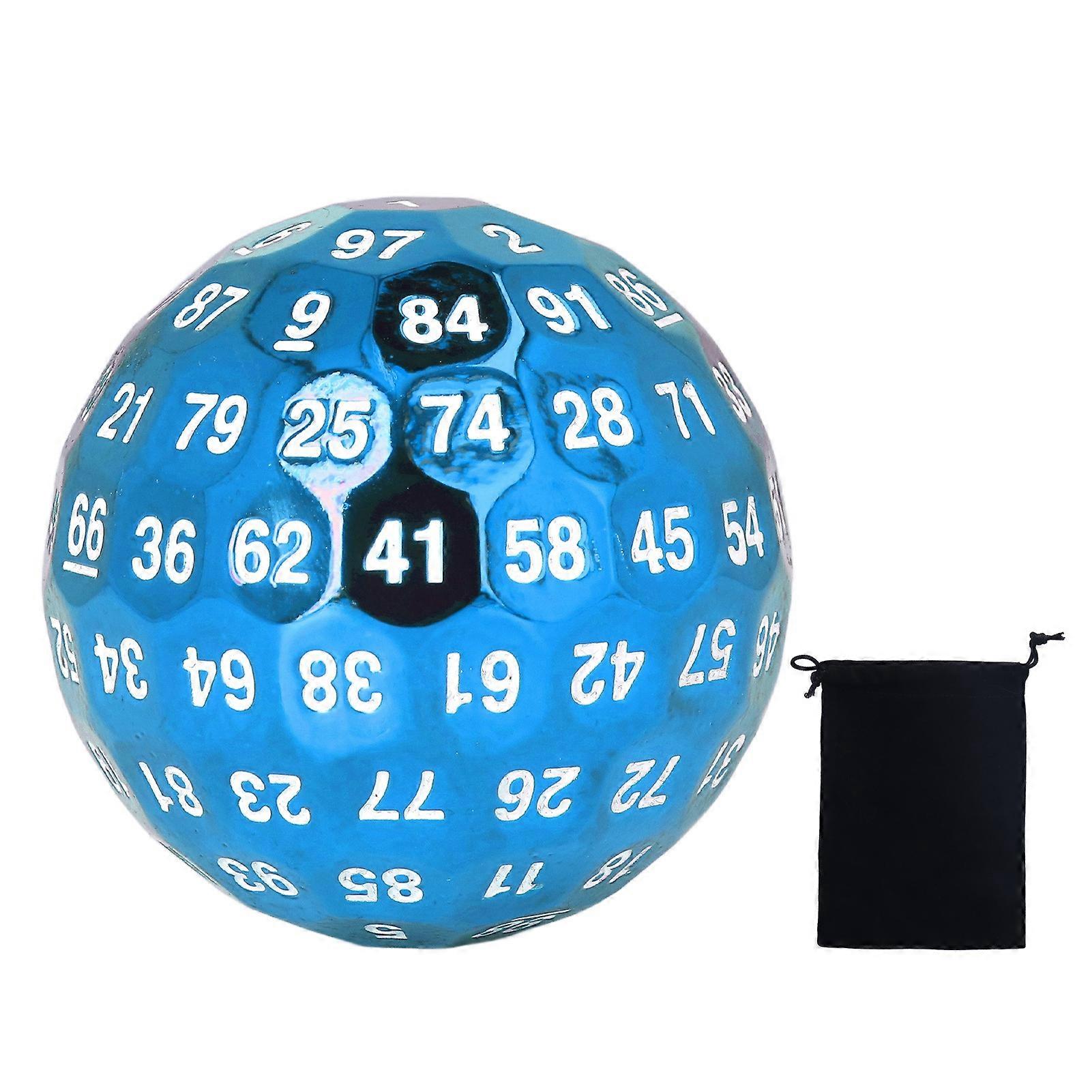Metal Polyhedral Dice 100 Sides Heavy Bright Color Role Playing Game Polyhedral Dice Blue