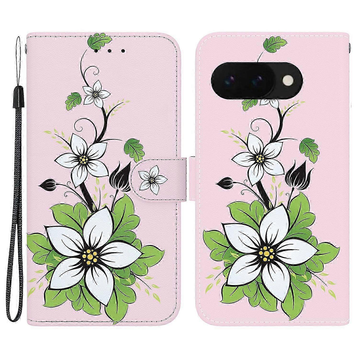 For Google Pixel 9a Wallet Phone Case Anti-Drop Leather Flip Cover Pattern Printing - Gold Butterfly