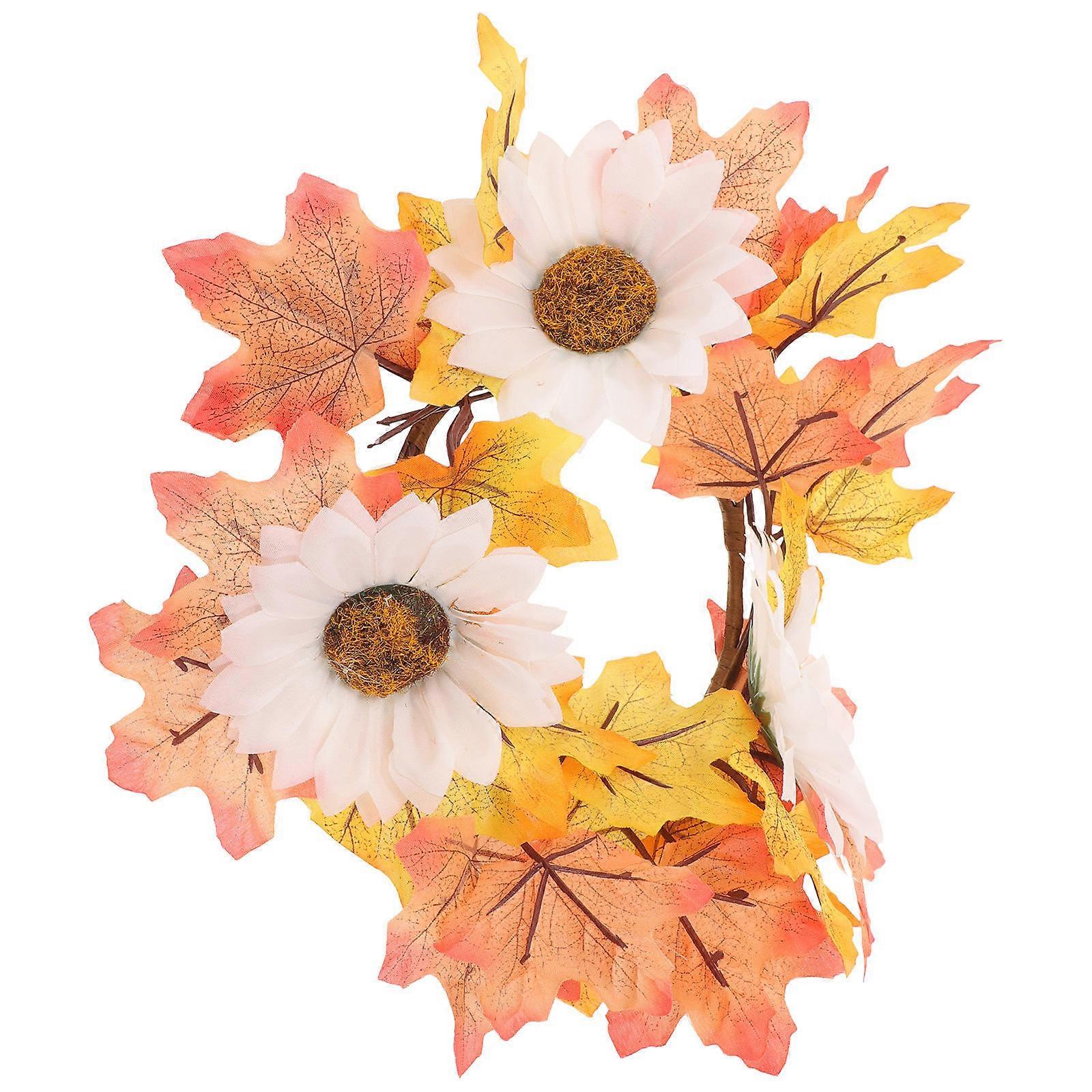 Autumn Leaves Candle Ring for Decoration Use with Plastic Paper Material Multi Color 7 Inch Diameter