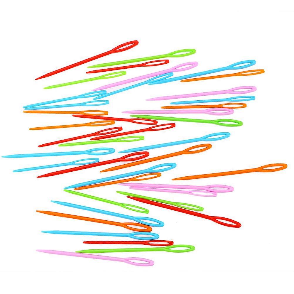Plastic Needles Sewing Large Hole Design for 100Pcs Colorful Weaving Tools