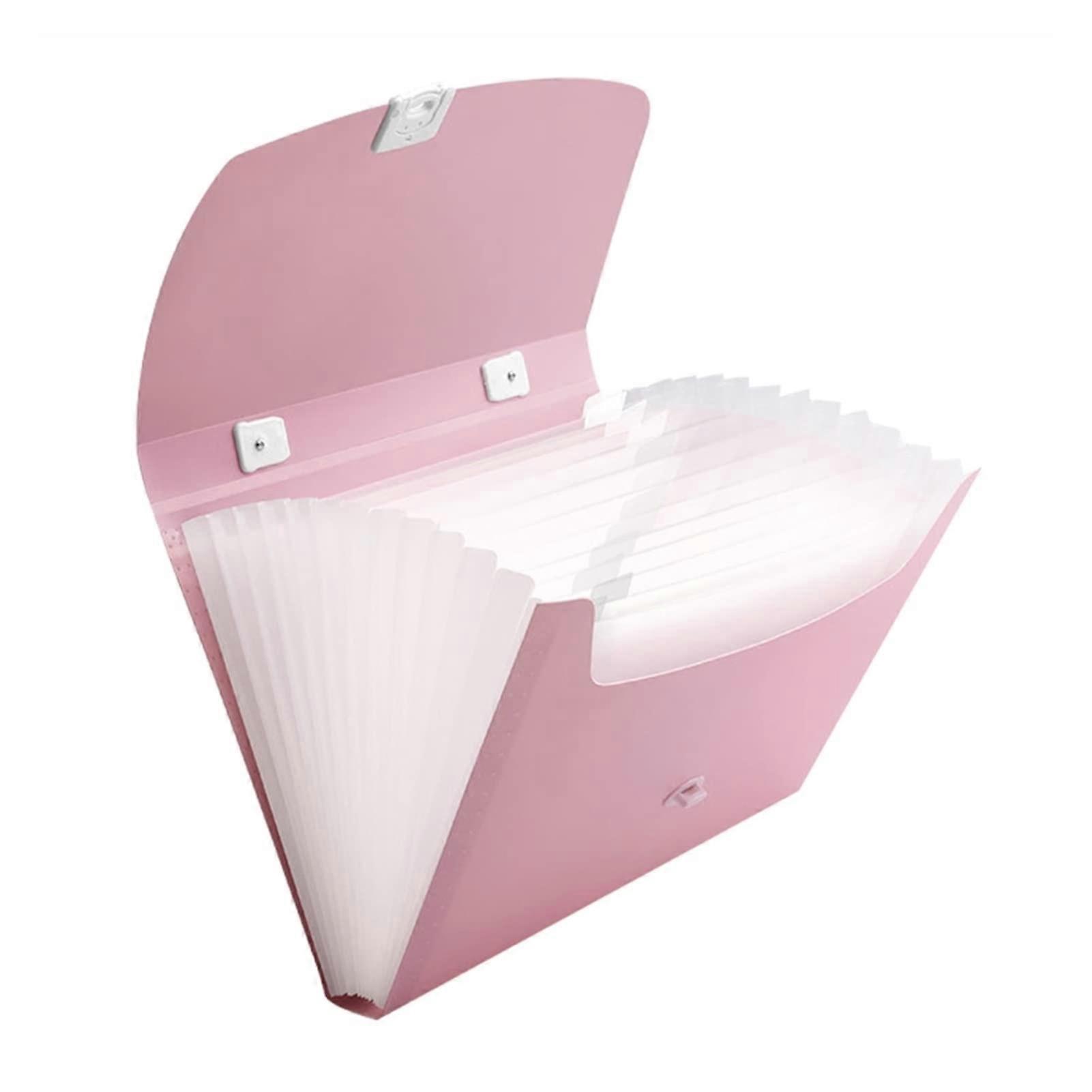 File Folder A4 5/13 Grids Handheld Organiser Box Office Document A4 Paper Folder (Pink 13)