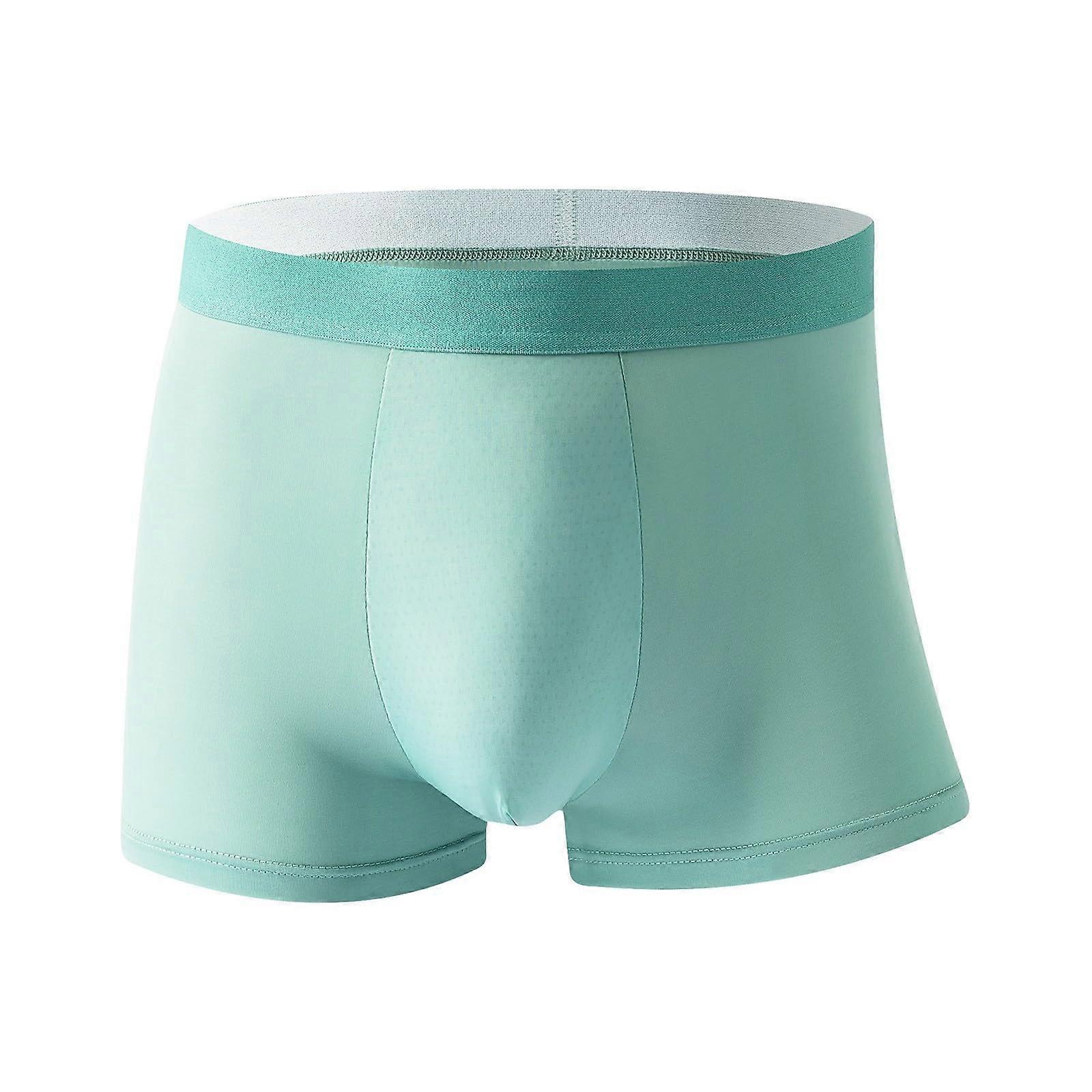 Men's Boxer Shorts Green, Stretch Underwear, Comfortable Retro Trunks, Summer Boxer Briefs for Men, Fashionable Basic Underpants