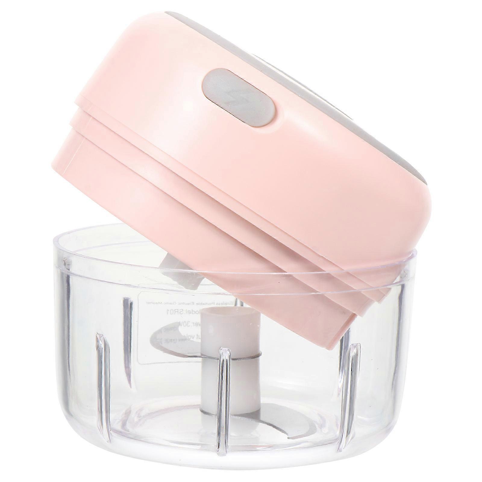 Mini Masher Kitchen Tool Garlic Mashing Wireless Operation Pink 8.7X8.7X7.7CM 1Pcs