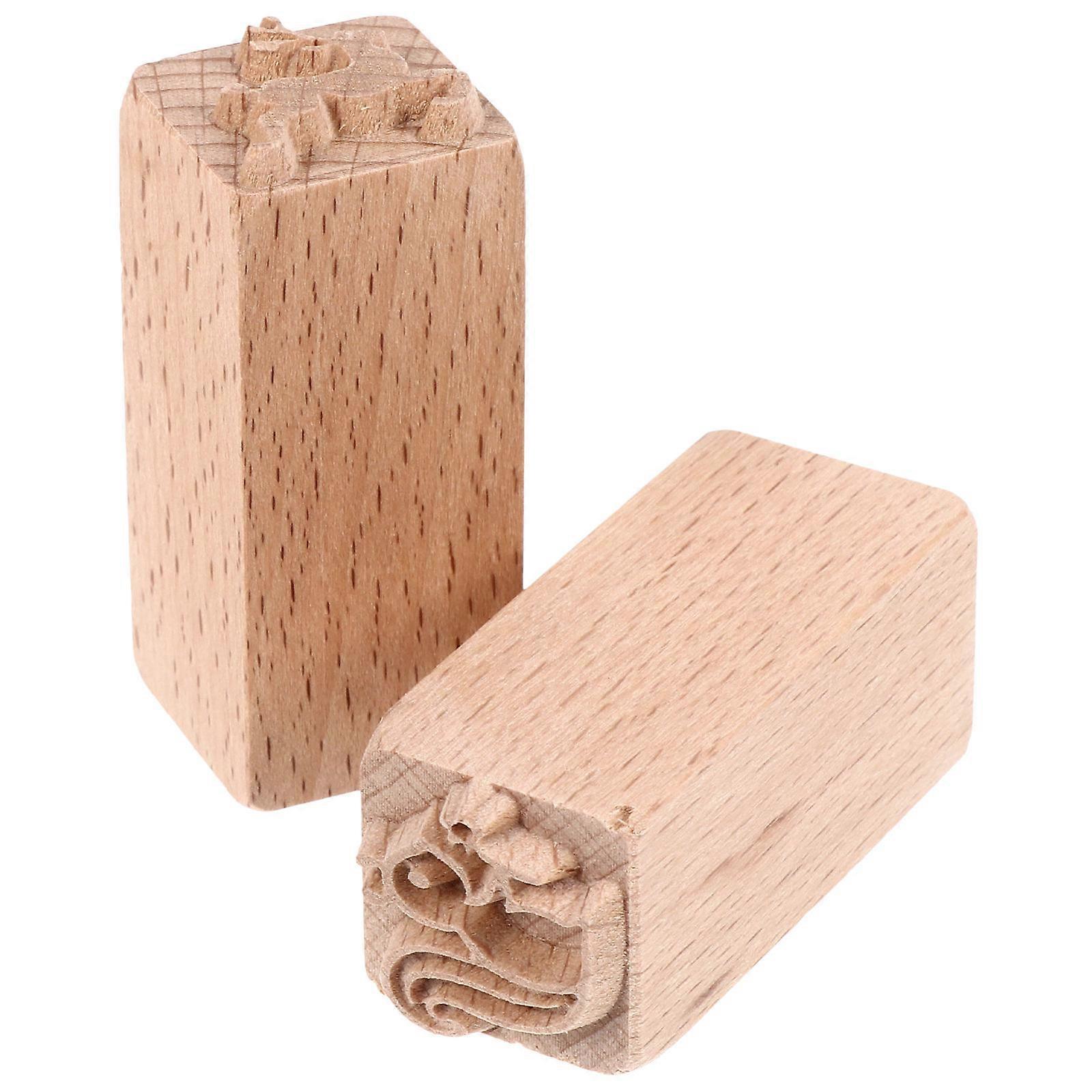 Square Wooden Seal 2Pcs With Unique Chic Design For DIY Crafts And Envelopes For Children