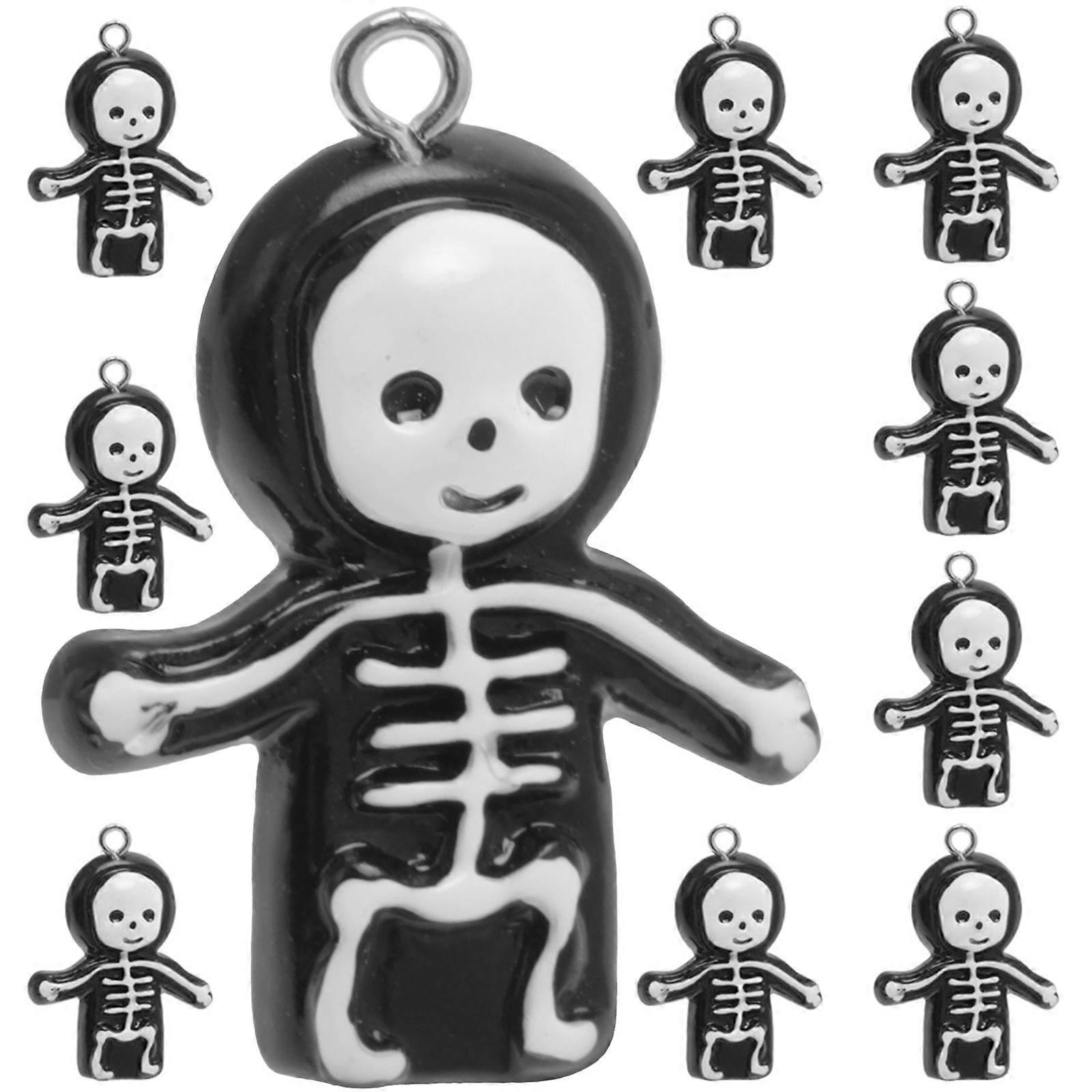 10pcs Skeleton DIY Pendant Stylish Resin Pendants for Jewelry Making, Earring Decor, Keychains & Home Decor Perfect for Halloween & Valentine's