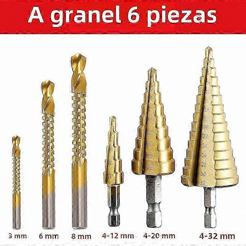 High-Speed Steel Drill Bit Set for Metal and Wood, 4-12/20/32mm Multi-Size Ladder Bits for Drilling Tasks