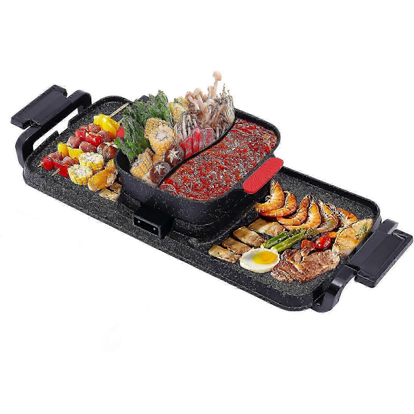 Adjustable temperature hot pot and barbecue pan for precise cooking