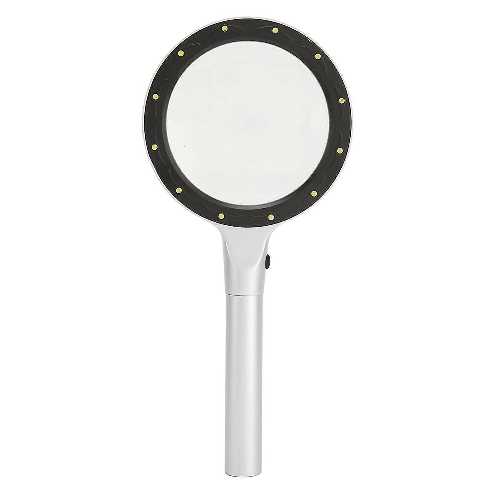 Magnifying Glass with 12 LED Lights 5X 10X Lighted Large Magnifying Glass Handheld Two Brightness Level Magnifier 