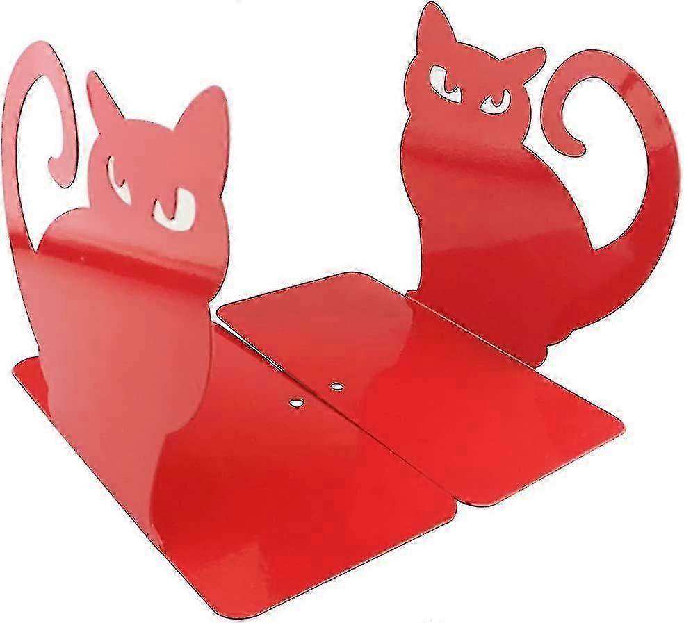 2 Red Cat Metal Bookends