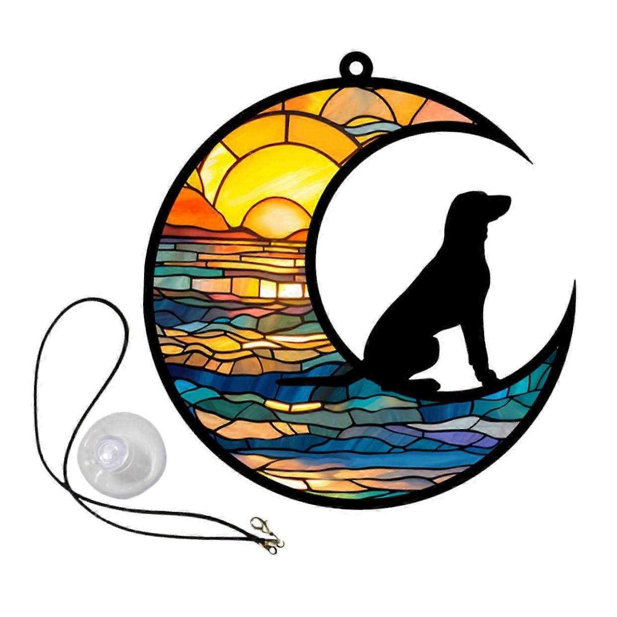 Dog Moon Pendant 1-Set Custom Memorial Pet Hanging Ornament 12.70 X 12.00 X 0.40 Cm Colorful Keepsake